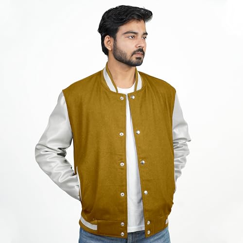 Image of Men's Fashion Varsity Jacket Causal Slim Fit Wool Letterman Baseball Bomber Jackets