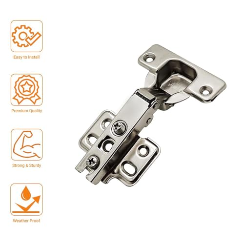 Image of VOLO Cabinet Hinges, Set of 1 (2 Pieces) for Furniture, Wardrobes, Doors, and Storage Units | (2D Normal (Mild Steel), 0 Crank | Full Overlay)