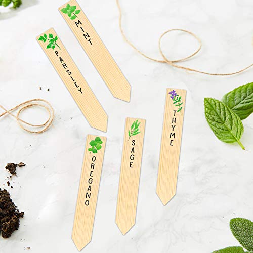 Huray Rayho Wooden Plant Labels Sign Planted Assorted 12-Pack Kitchen Herbs! Outdoor Indoor Garden Stakes Garden Gifts Garden Markers Re-Usable Plant Tags #TOP5
