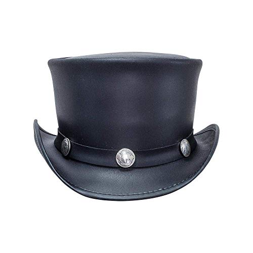 American Hat Makers El Dorado Top Hat – Black Leather Hat for Men & Women - Image 2
