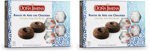 Doña Jimena - Roscos de Anís Bañados de Chocolate, Calidad Suprema, Típico Dulce Navideño, Receta Artesanal, 230g (Paquete de 2)