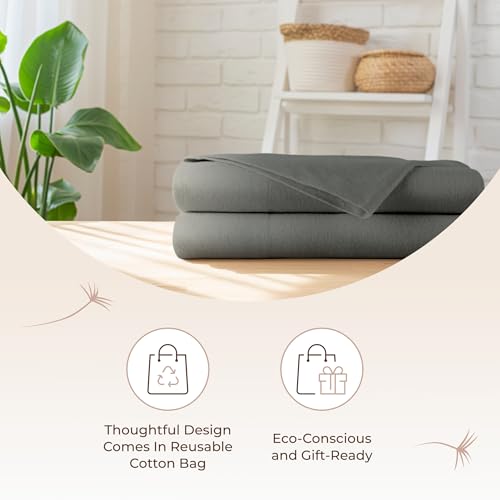 Image of Organic Flannel Pillowcases Set of 2 - Ultra Comfortable 100% GOTS Organic Cotton Pillow Cases Queen Size Set of 2 with Premium Smooth Brushed Finish and Envelope Closure (Gray, Queen)