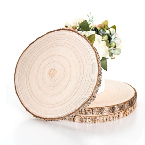 3 dischi in legno naturale da 20–23 cm – Decorazione rustica per tavolo, matrimoni, Natale, fai da te, sottobicchieri o portafoto – Spessore 1,5 cm con corteccia