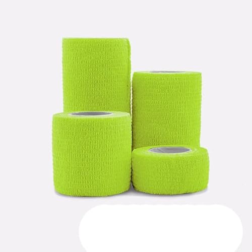 RIAAJ 4.8m Nastro Avvolgente Benda Elastica Autoadesiva Sportiva Colorata Per Cuscinetti Di Supporto Per Ginocchiere Dito Caviglia Palmo Spalla-Verde Erba,5cmx4.8m