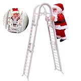Ioffersuper Santa Climbing Ladder Christmas Decoration Electric Santa Claus Climbing Rope Ladder,...