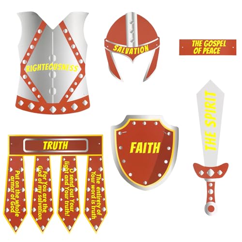 Watersay 12 Sets Armor of God Costume Armor of God Craft Kit for Kids Cutouts Christian Bible Sunday School and Religious Classroom Decor for Vbs Children School Classroom Activity Party Decoration