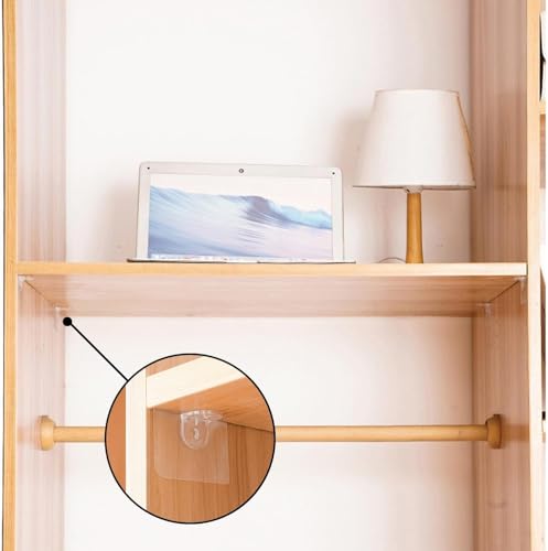 Image of 10 Pack Self Adhesive Magic Sticker Transparent Panel Support Hooks Strong No Drill Shelf Holder Nail Free Cabinet Bookshelf Support Hooks for Bathroom Kitchen Tissue Towel Organizer