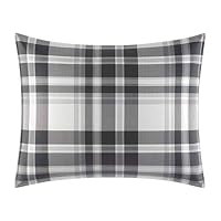 Eddie Bauer - Queen Comforter Set with Shams, Cotton Reversible Bedding, Medium Weight All-Season, Coal Creek Plaid Grey — image 6