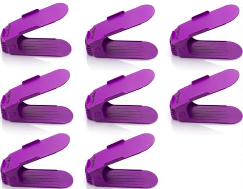 Organiseur à chaussures réglables double couche violet pack de 8 anti-glisse compact - 2