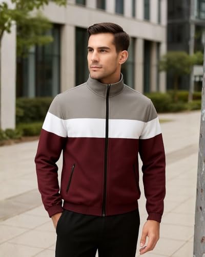 Image of Men's Lightweight Windcheater Zipper Jacket - Gym, Rider Winter Jacket for Men - Thin Wind Sheeter Zip-up Sports Jacket for Man