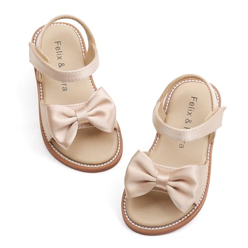 Image of Felix & Flora Toddler Girl Sandals - Little Girl Easter Dress Shoes Lightweight Open Toe Beach Holiday Flats