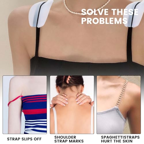 Bremorou 12 Pcs Bra Strap Holders For Slipping Non Slip Strap Cushion Pads Fabric Relieve Pain Silicone Ease Shoulder Discomfort Slip Protectors Bra Shoulder Pads