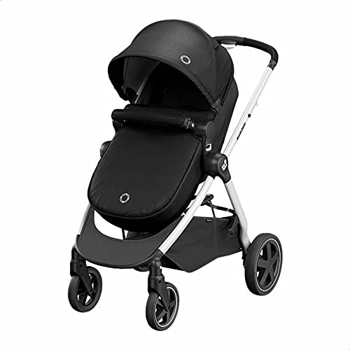 Maxi-Cosi Compatible - Zelia2 Strollers - Essential Black (Grey Alu Frame + Black Leather)
