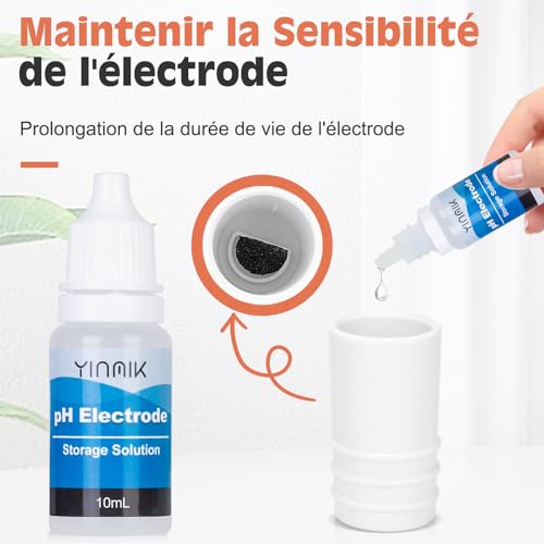 Sonde de pH de Rechange YINMIK avec Électrode et Solution de Stockage