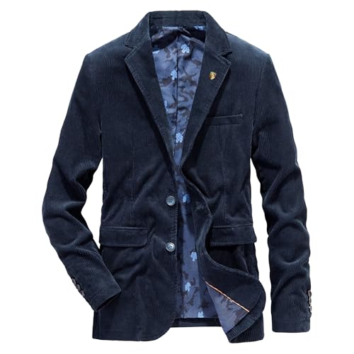 Men's Loose Corduroy Blazers Plus Size Vintage Suit Jacket Casual Work Wear Sport Coat