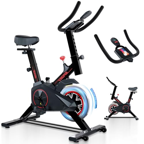 JUPPLIES Bicicleta Estatica Indoor - Bicicleta Spinning con Volante - Resistencia Ajustable, Monitor LCD, Soporte de Dispositivos - Max. 120kg - (Talla S - Hasta 165cm)