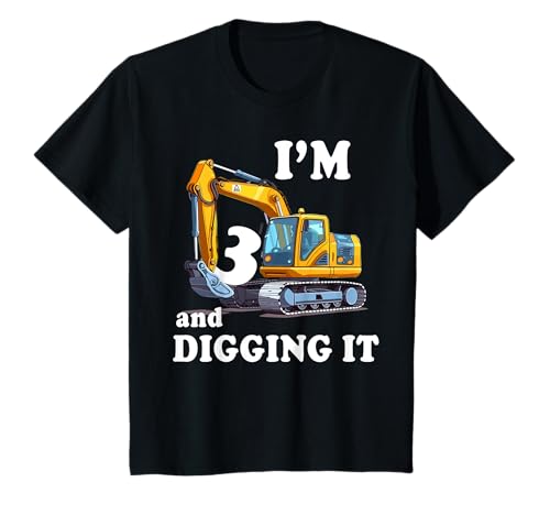 Im 3 & Digging It Excavator Construction 3rd Birthday Party T-Shirt