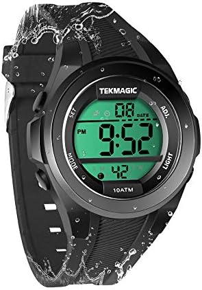 Sports Watch 10 ATM Waterproof Swimming Diving Watch 100m Underwater with Stopwatch, Chronograph, Alarm, Dual Time Zone, Calendar, 12/24 Hours Format