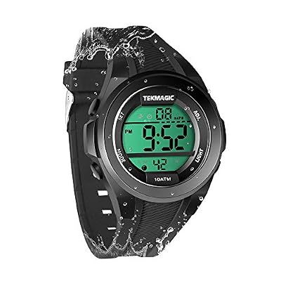 10 ATM Resistente all'acqua Orologio da polso per ragazzi per Immersione Nuoto con Cronometro, Cronografo, Funzioni di Sveglia, Doppio Fuso Orario, Formato 12/24 Ore