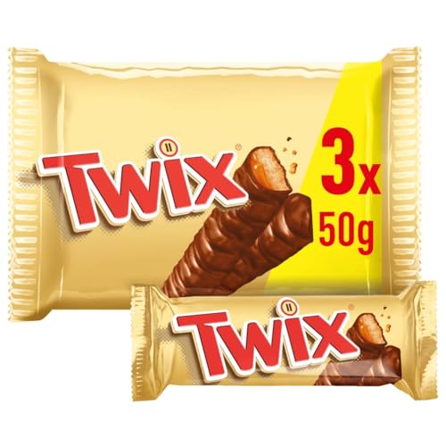 TWIX barritas de chocolate rellenas de caramelo y galleta bolsa 3 uds 150 gr