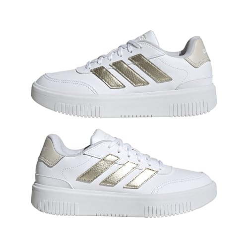 Adidas Courtblock Shoes, Scarpe Da Ginnastica Donna, Cloud White Silver Metallic Grey Two, 37 1/3 Eu - 6