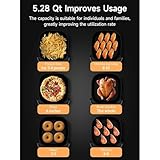 Kitchen Elite Digital Air Fryer Oven, Compact Cooker with Window, 7 Presets, Nonstick Basket for Fast Cooking, Easy Cleanup, 5.28 Quart, Black
