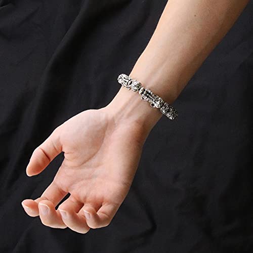 Pulsera Feng Shui Pixiu doble plateada para hombre miniatura 2