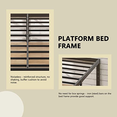 Haoara 18 Inches Full Metal Platform Bed Frame/Heavy Duty Steel Slat Mattress Foundation/Noise Free/No Box Spring Needed/Easy Assembly #TOP5
