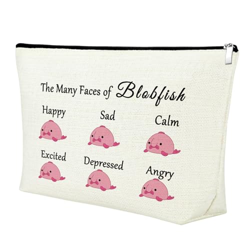 Mxrymvu Blobfish Gifts Makeup Bag Blobfish Lover Gift Cosmetic Bag Sea Animal Lovers Present for Women Christmas Birthday Present for Daughter Sister Friend Travel Pouch