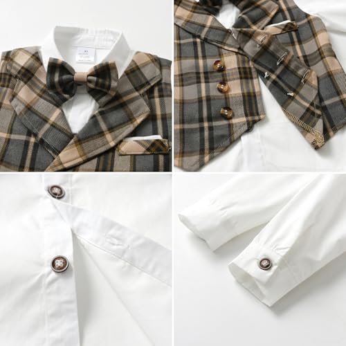 Image of Mud Kingdom Boys Suits for Weddings White Shirts, Vests and Pants Clothes Sets