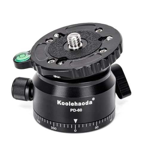 Koolehaoda PD-60 Stativ Nivellierbasis Leveling Base mit 3/8' Gewinde und 360° Panorama-Basis, +/- 15 Grad Präzisionseinstellung für Videokopf, Stative und Einbeinstativ