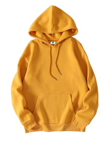 Image of SXV STYLE Hooded Pullover Solid Plain Unisex Cotton Oversized Baggy Sweatshirt Hoodie