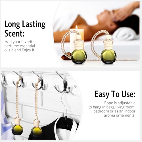 Image of BBTO 100 Pcs Car Air Fresheners Diffuser with Wooden Cap Empty Aromatherapy Diffuser Clear Car Fragrance Holder Pendant Hanging Perfume Fresheners Bottles for Decor (Black,Round)