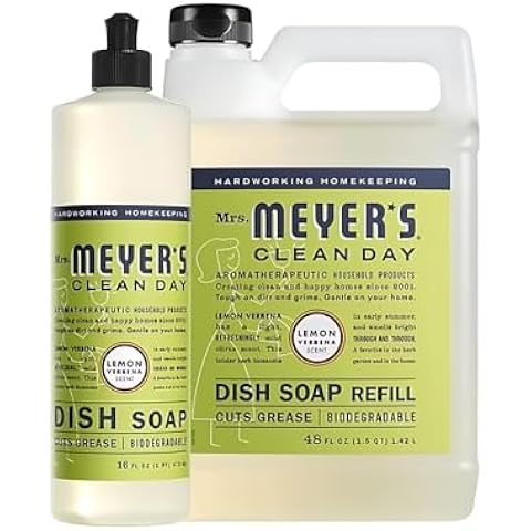 Mrs. Meyer's Dish Soap Variety, 1 Dish Soap, 1 Dish Soap Refill, Lemon Verbena, 1 CT