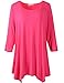 LARACE Women Plus Size 3/4 Sleeve Tunic Tops Loose Basic Shirt