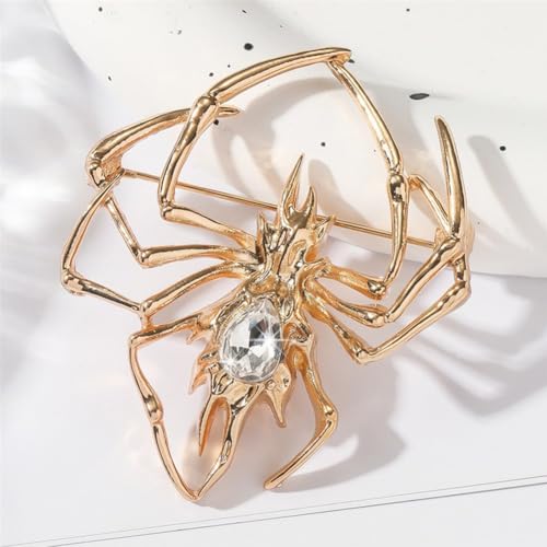Image of Victorian Style Mother of Pearl Body and Micro Pave Spider Brooches Pins Silver Tone Goth Accessories Pins for Backpacks Aesthetic