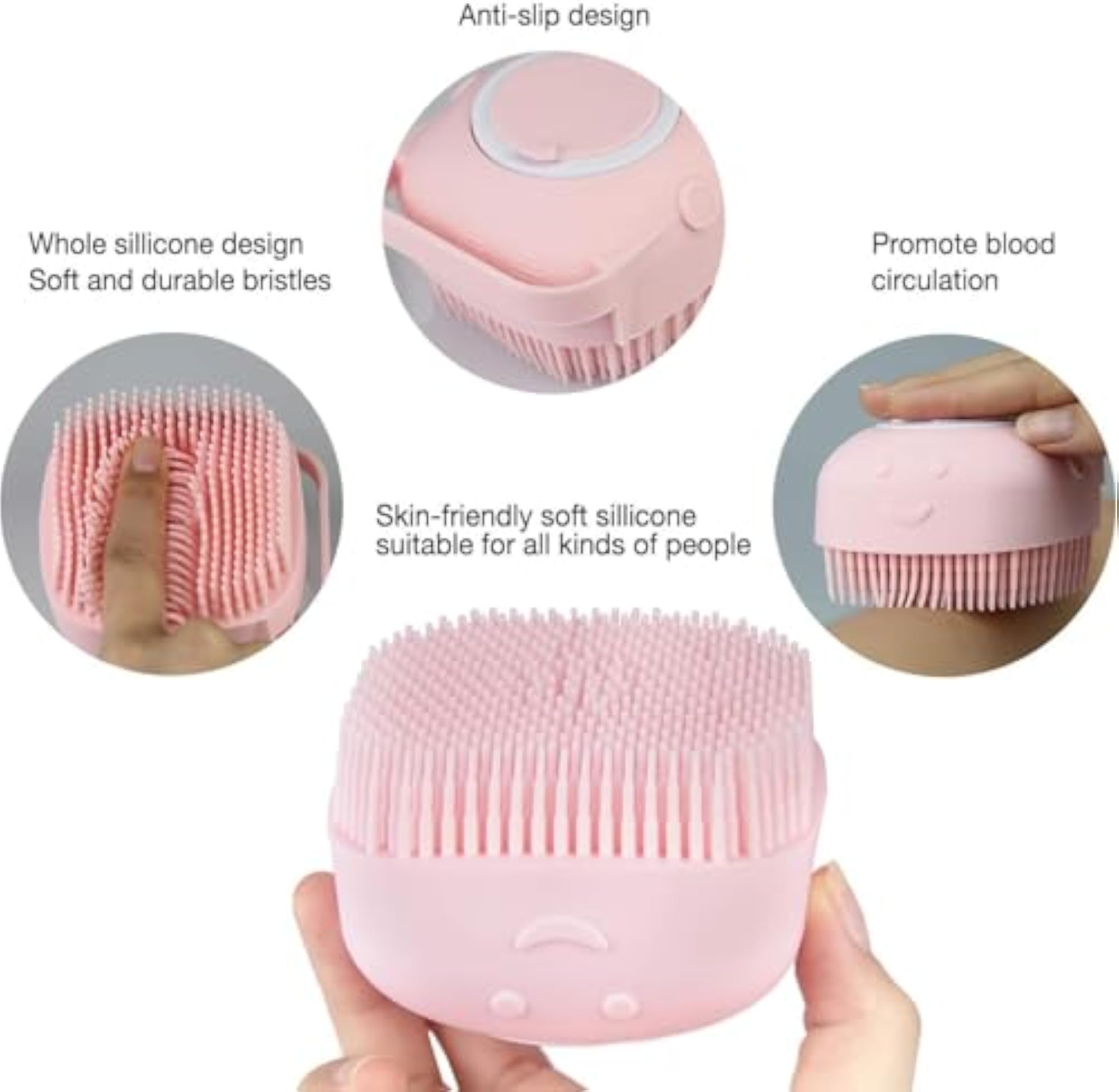 Silicone Body Scrubber with Soap Dispenser, Soft Exfoliating