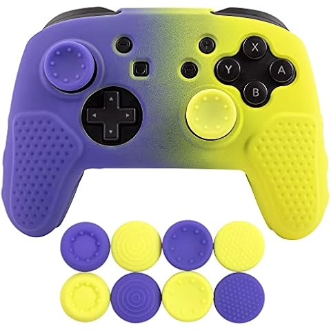 Cybcamo Silicone Cover Skin Case for Nintendo Official Switch Pro Controller with 8 Thumb Grips (Color 1) Cover