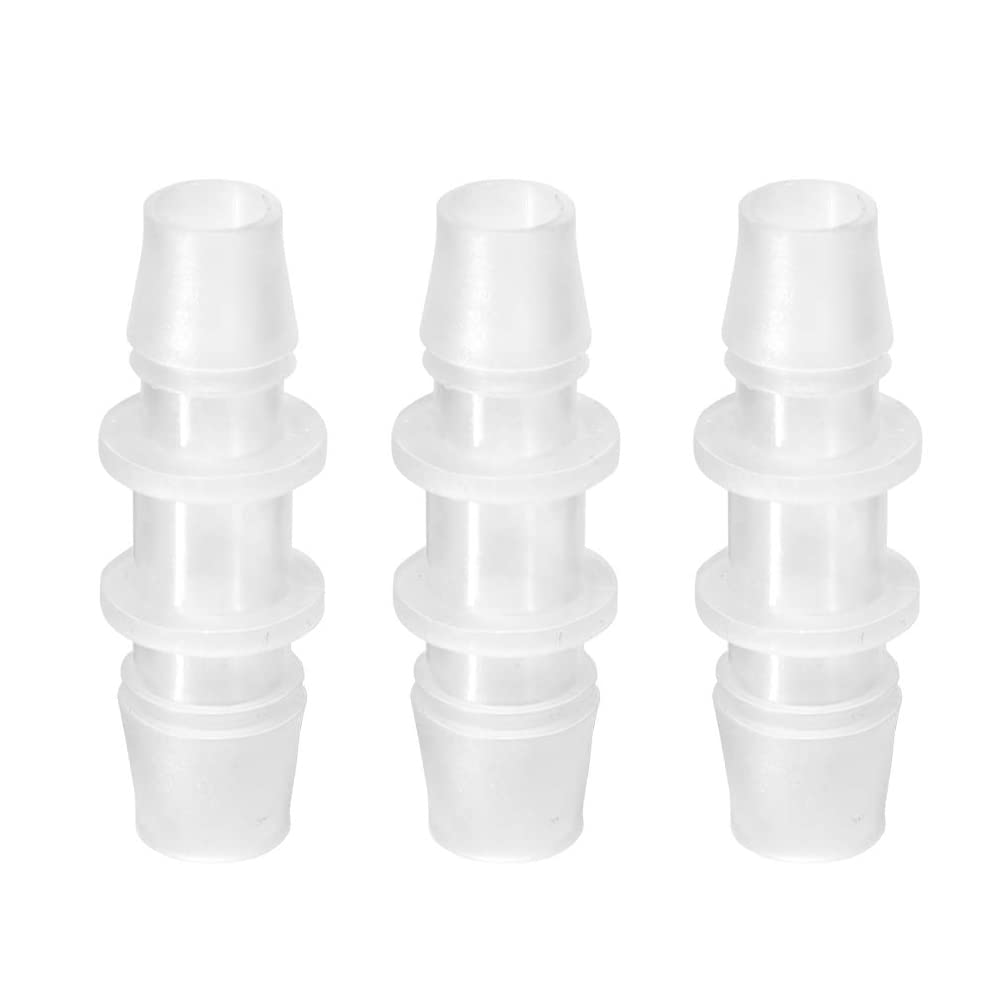 Quickun Plastic Hose Barb Reducer Fitting 1/2" to 3/8" Barbed Reducing Union Adapter Splicer Mender Joint Fitting (Pack of 3)