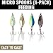 Lunkerhunt Fishing Spoons Lures for Saltwater Bass (4-Pieces) Trout Spoons | Micro Spoon Fishing Lure Bait with Trebles Hooks