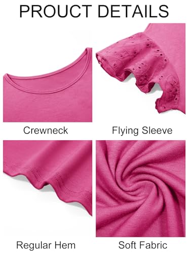 Image of Imily Bela Girls Ruffle Sleeve Shirts Crewneck Eyelet Tops 4-15 Years