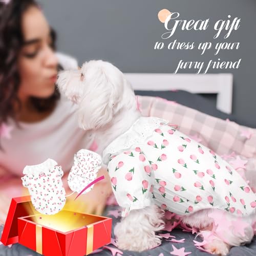 Abrrlo Cute Dog Shirts For Small Dog Clothes Girls Pink Puppy Cat Shirts With Harness D Ring Floral Female Doggy Outfits Pet Clothes For Mini Dachshund Shih Tzu Teacup Chihuahua Maltese thumb #6