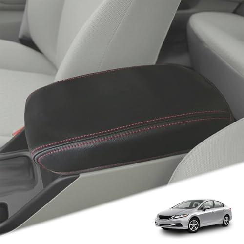 Armrest-Cover-Suitable-for-9th-Gen-Honda-Civic-2012-2015-Center-Console-Storage-Box-Mat-PU-Leather-Protector-Accessories-Red-line Armrest Cover Suitable for 9th Gen Honda Civic 2012-2015 Center Console Storage Box Mat PU Leather Protector Accessories (Red line) - Image 1