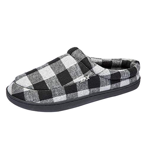 Men's Cozy Memory Foam House Slippers Slip on Indoor or Outdoor Clog Shoes with Anti-Skid Rubber Sole Size 11-12 Grey