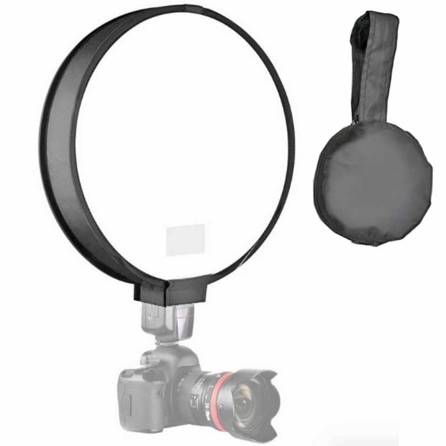 DIFFUSORE SOFTBOX CIRCOLARE PER FLASH ESTERNI A SLITTA CON DIAMETRO 40CM. DIFFUSORE LEGGERISSIMO PESA APPENA 100 GRAMMI! IDEALE PER FOTOGRAFIA IN ESTERNI
