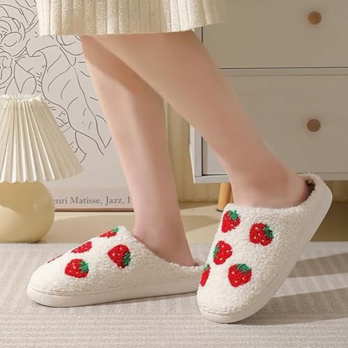 Strawberry Slippers, Warm Cozy Fruit Slippers, Winter Fuzzy Fluffy Warm Hose Shoes2