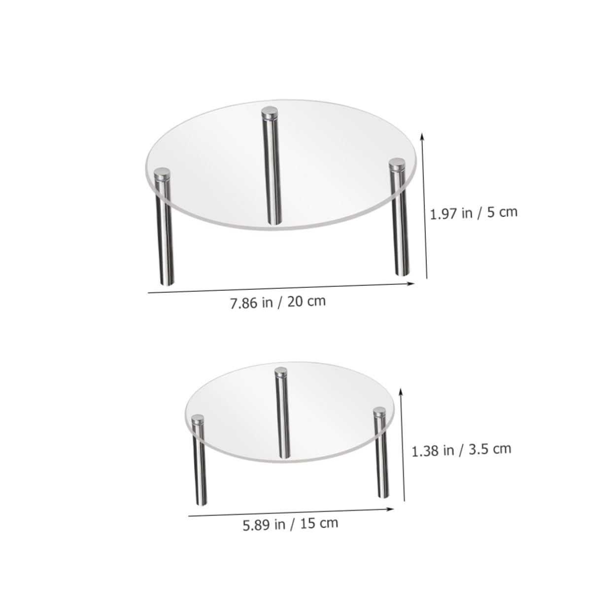 Mikinona 2 Pcs Acrylic Cake Stand Metal Cupcake Tower Acrylic Cake Display Holder Acrylic Transparent Cake Dessert Display Stand