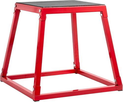 Aptliton Plyometric Jump Boxes, Platform and Jumping Agility Box, Anti-Slip Fitness Exercise Step Up Box Set for Home Gym Training, Conditioning Strength Training, 24 Inch Plyo Box, Red