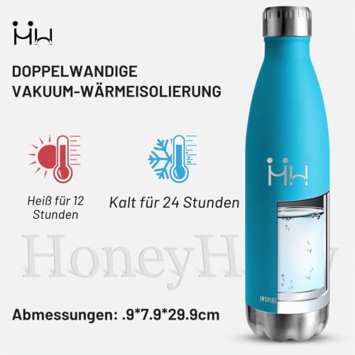 HoneyHolly Trinkflasche Edelstahl, Trinkflaschen Kinder, 500ML BPA-frei, Thermosflasche, Wasserflasche Doppelwandig… – Ansicht 2