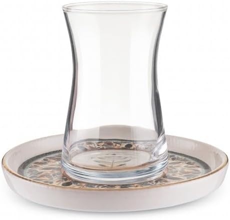 KARACA Clara 12-Piece Multicolor Turkish Tea Glass & Saucer Set – Elegant Multicolour Design for 6 People